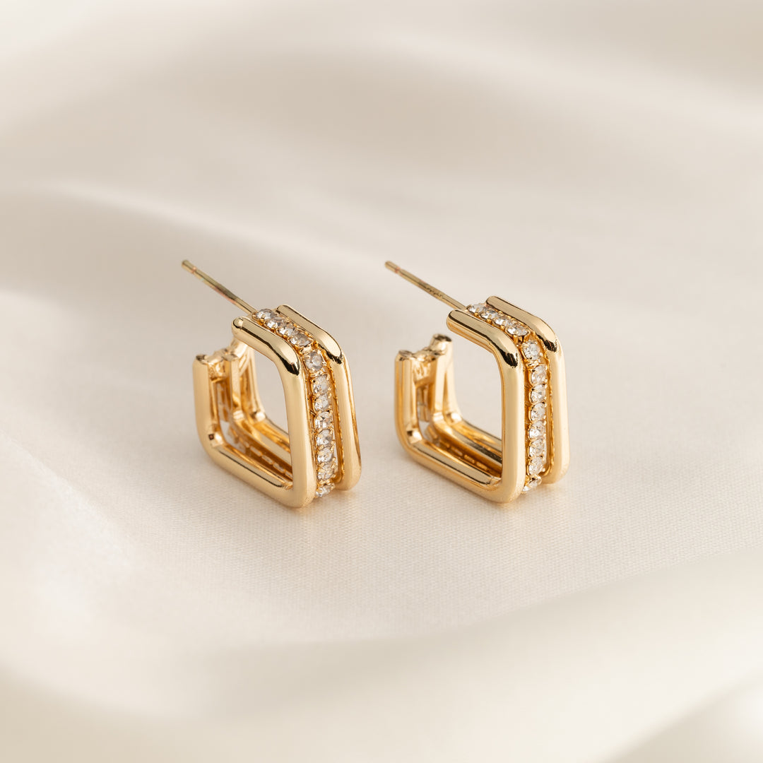 Square Gold Stud Earrings