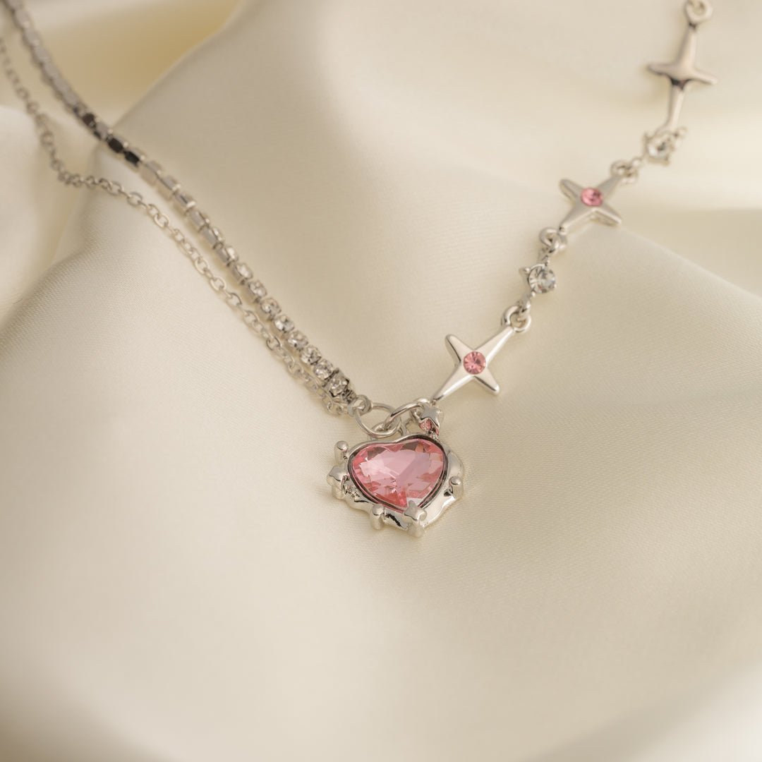 Sweet Pink Heart Necklace