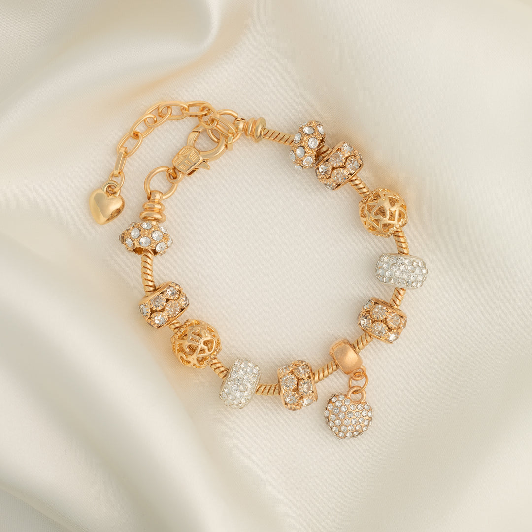 Cubic Charm Gold Heart Bracelet