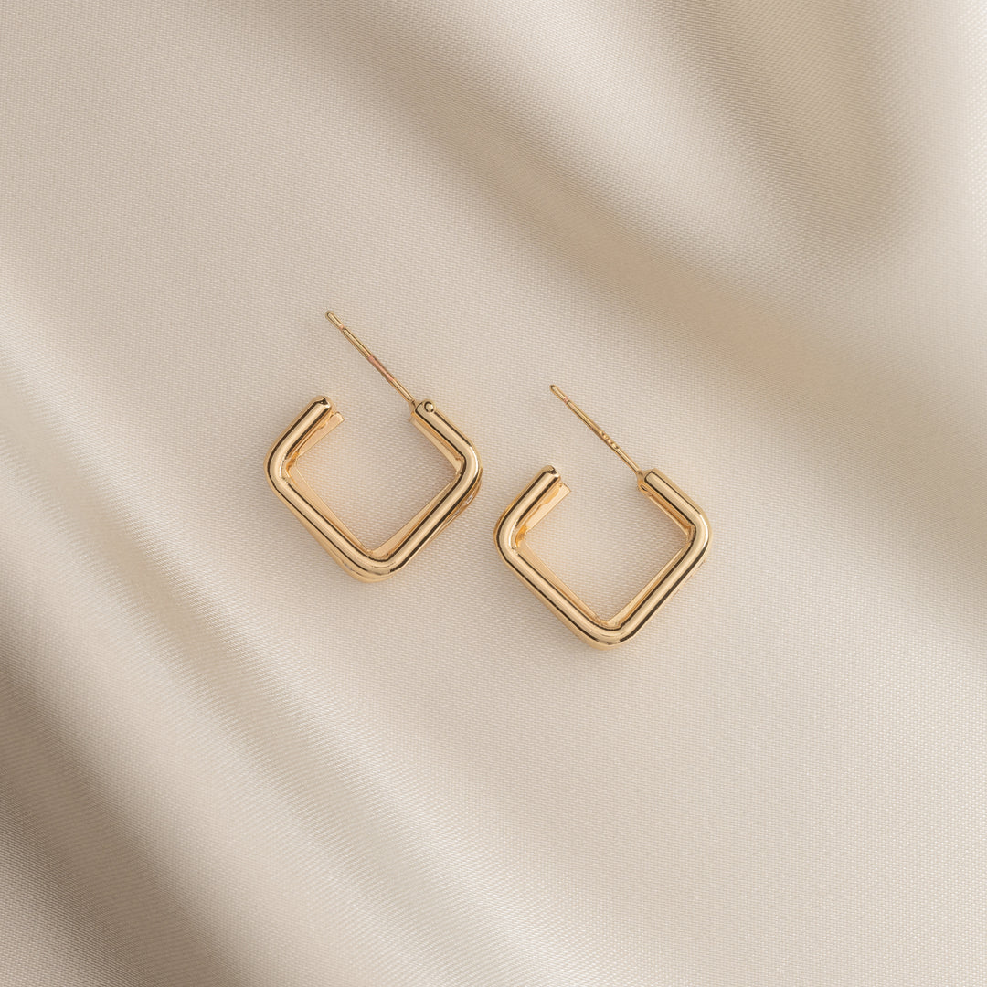 Square Gold Stud Earrings