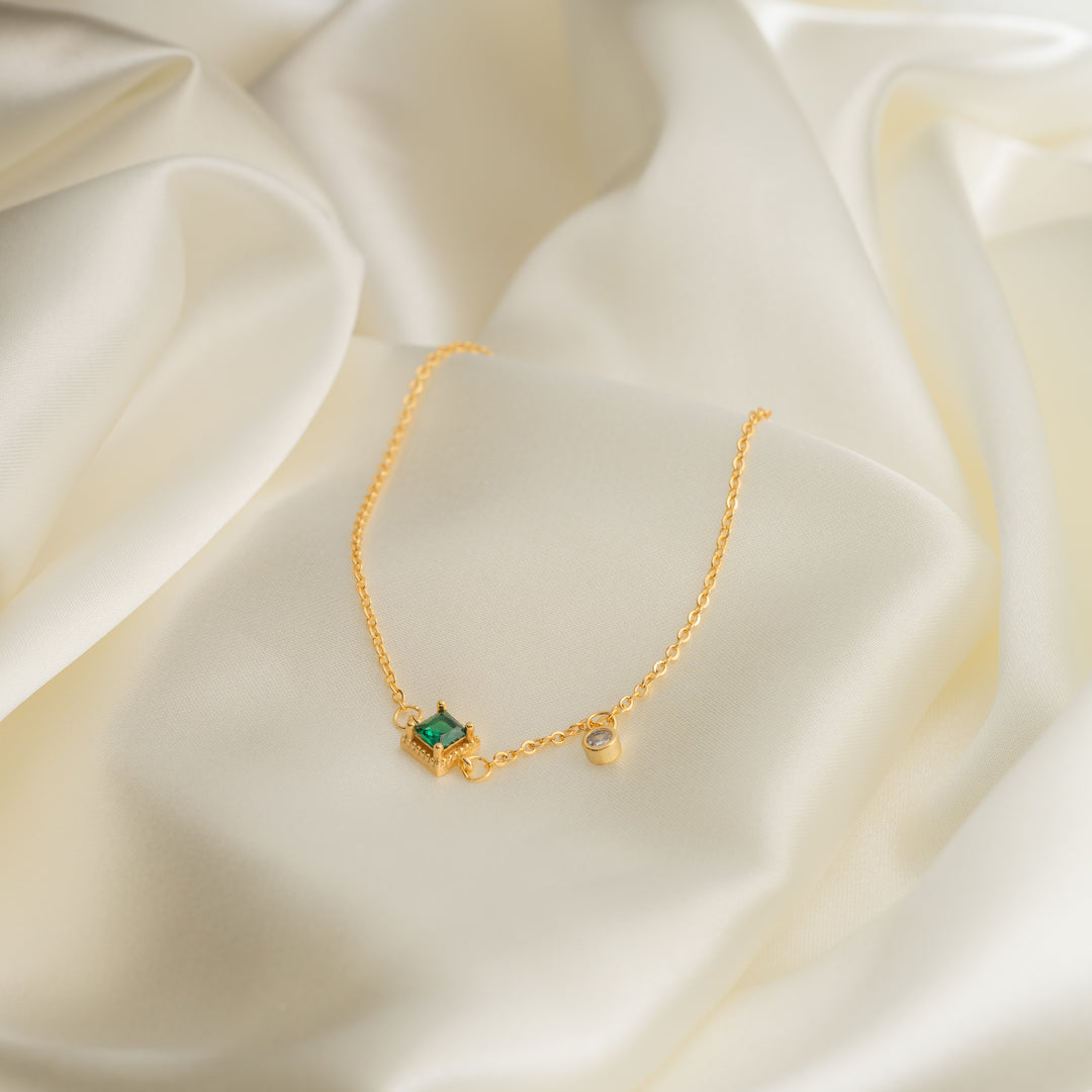 Square Emerald Pendant Necklace