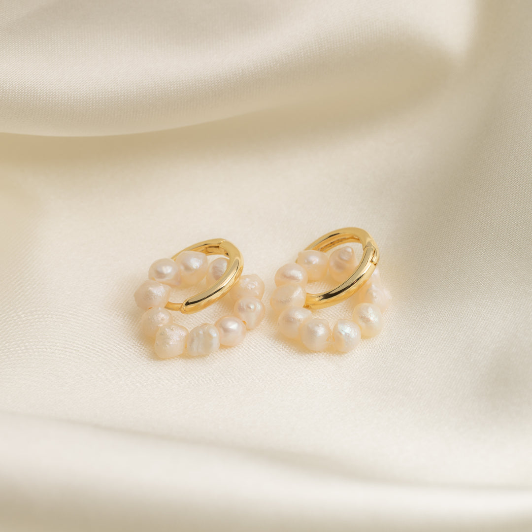 Baroque Pearl Hoop Earrings