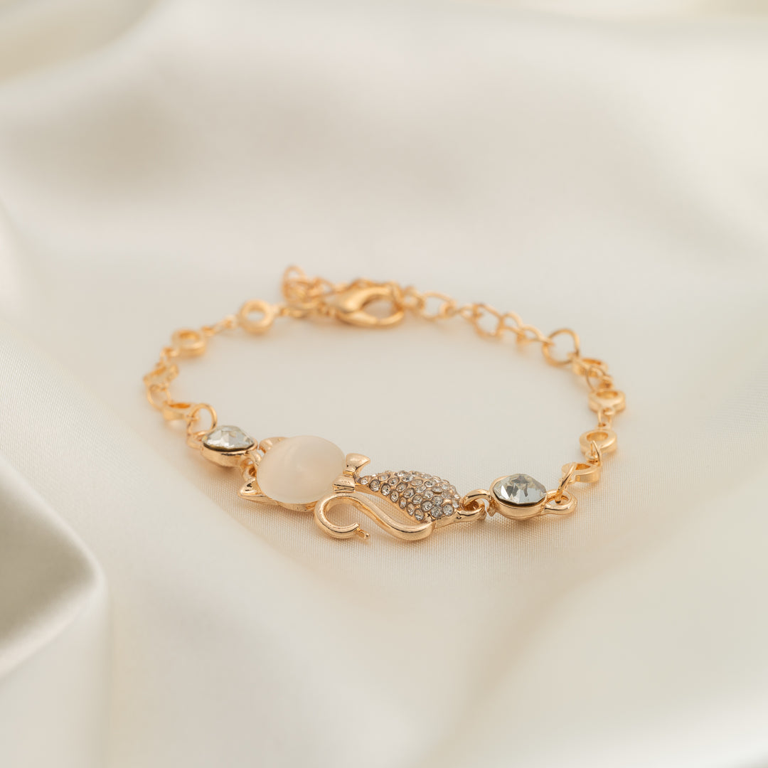 Gold Alloy Cat Bracelet