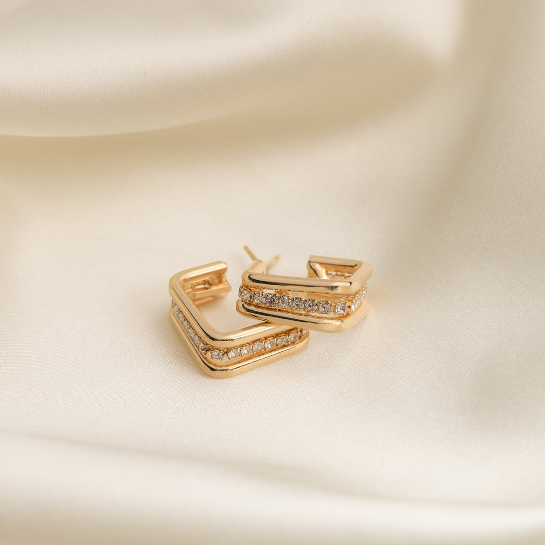 Square Gold Stud Earrings