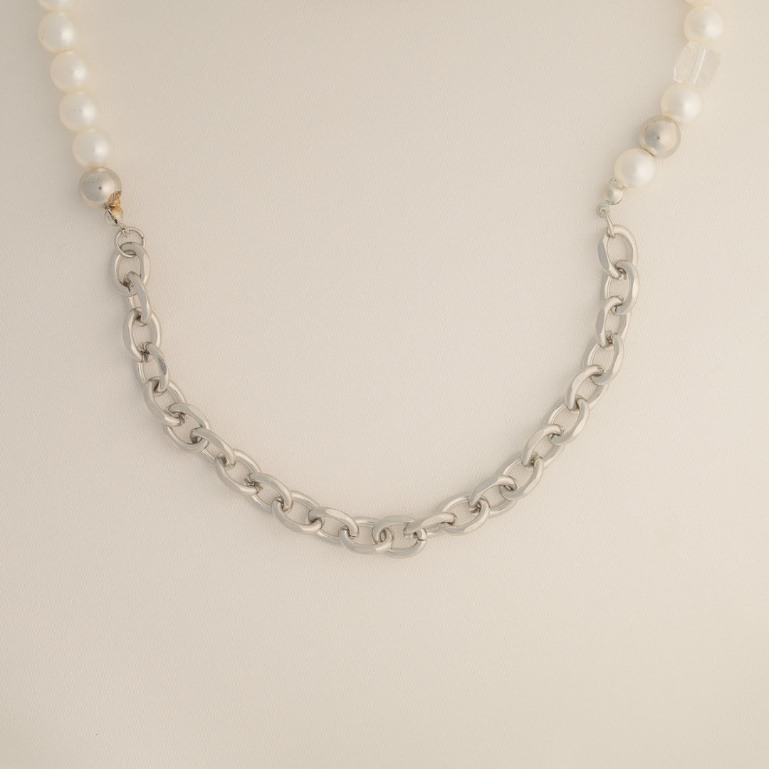 Fashionable Square Bead Pearl Necklace