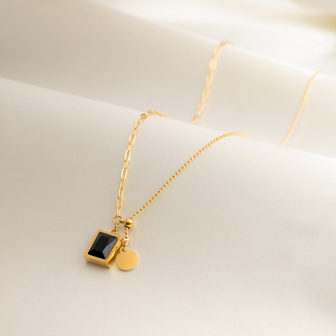 Black Gem Square Necklace