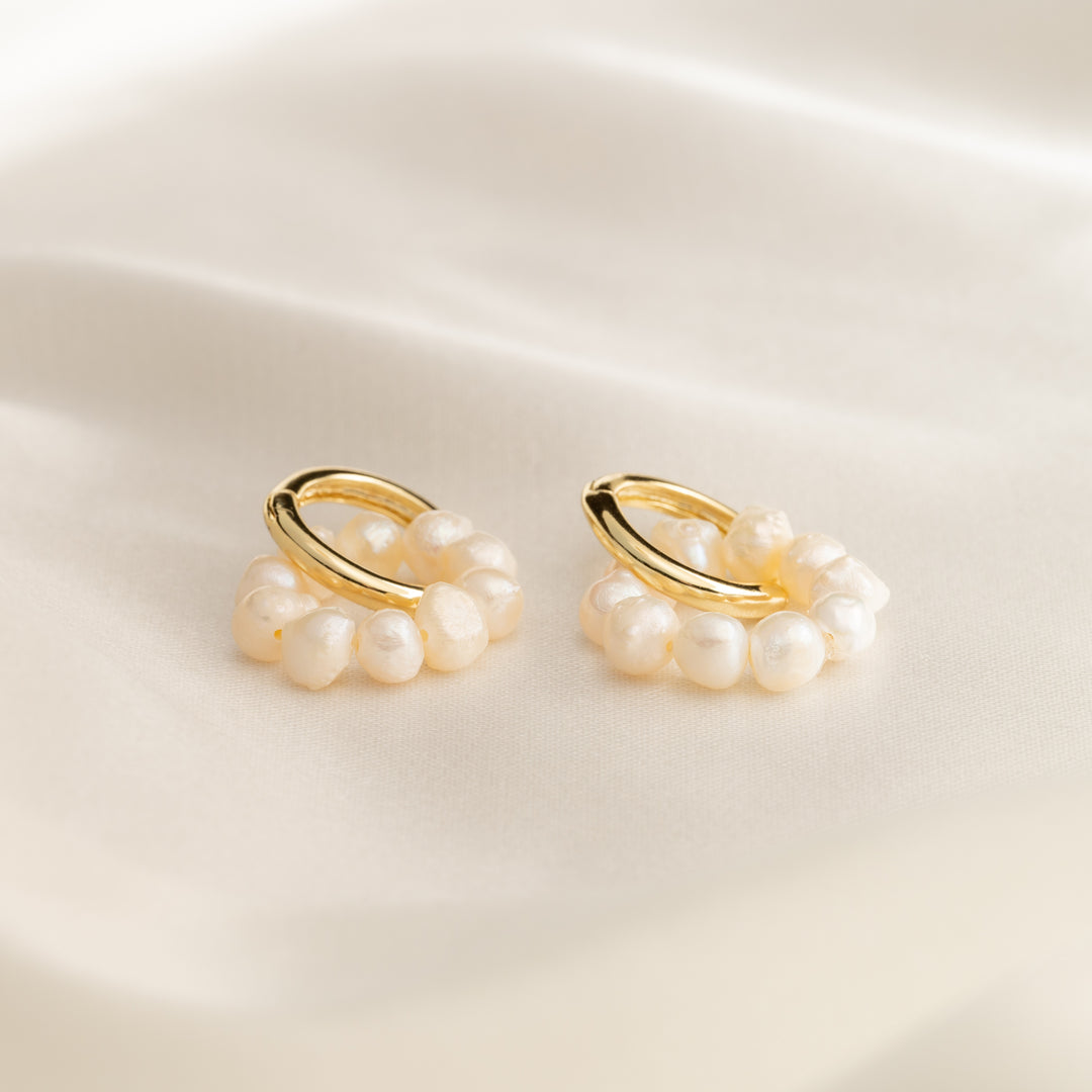 Baroque Pearl Hoop Earrings