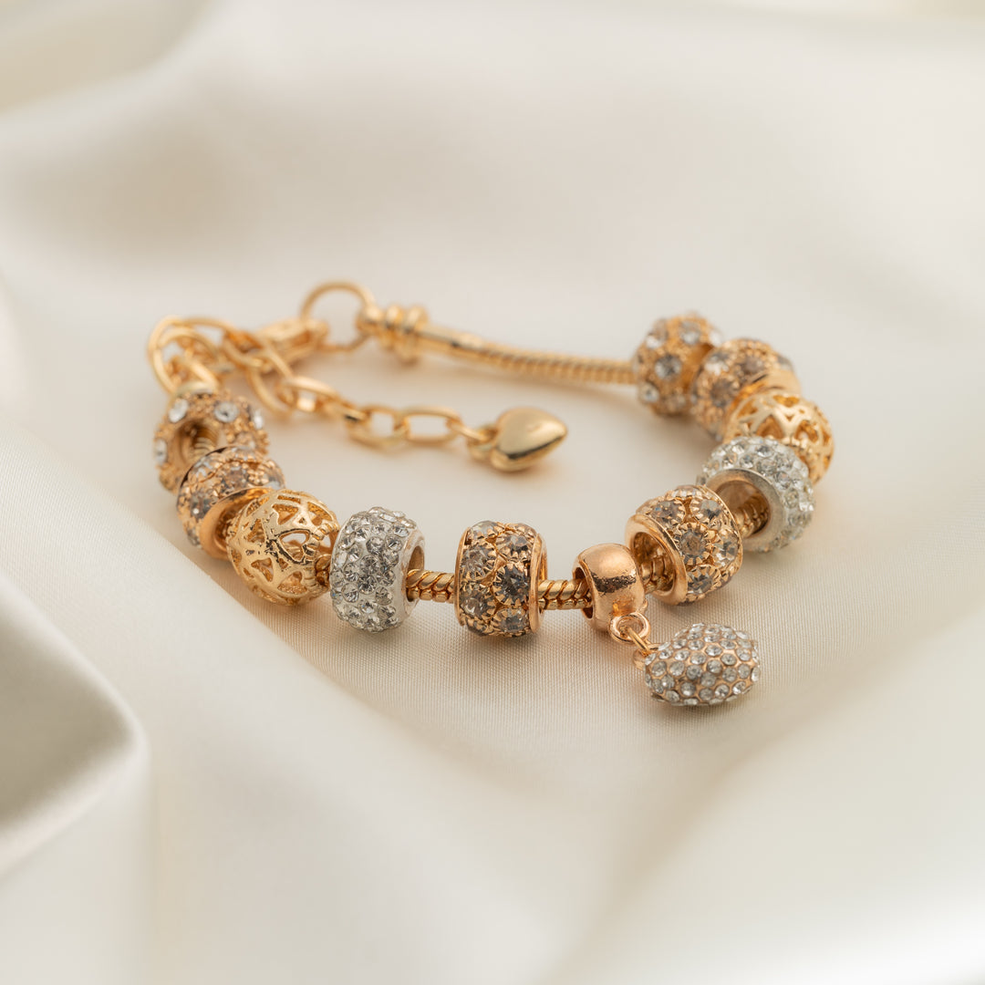 Cubic Charm Gold Heart Bracelet