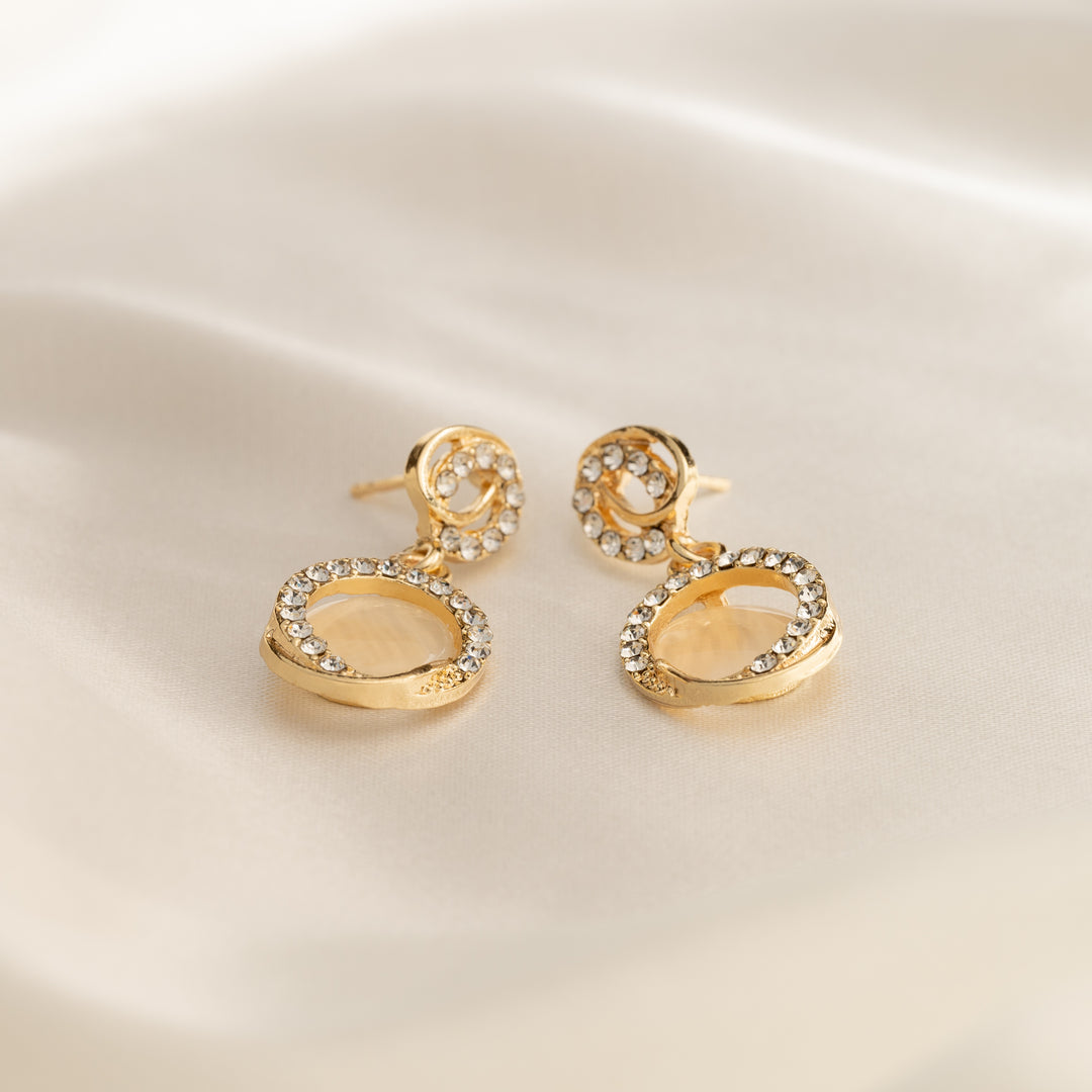 Circular Gold Drop Earrings